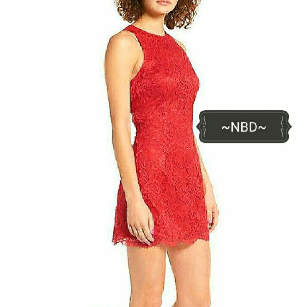 NBD BRIANNA FIT & FLARE LACE NBD DRESS